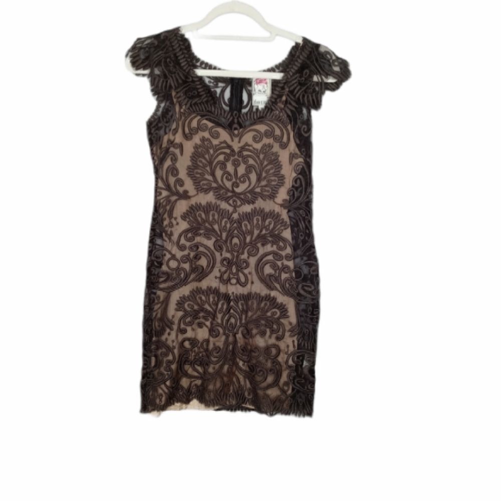 Yoana Baraschi brown silk lace dress size 2